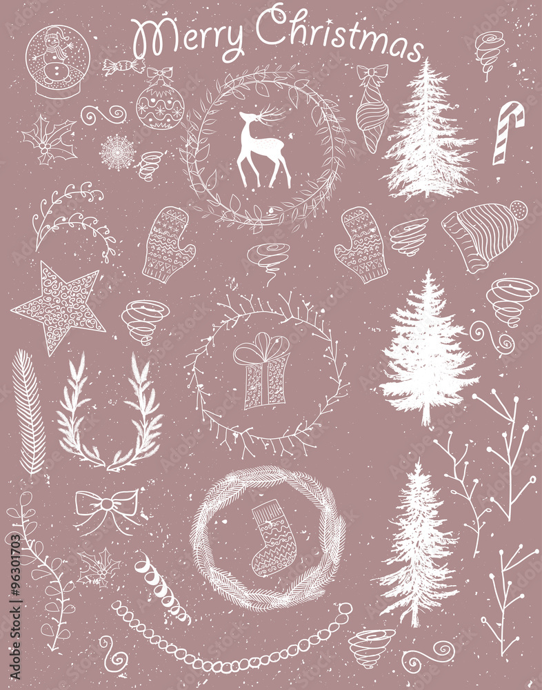 Christmas hand drawn set Christmas hand drawn set