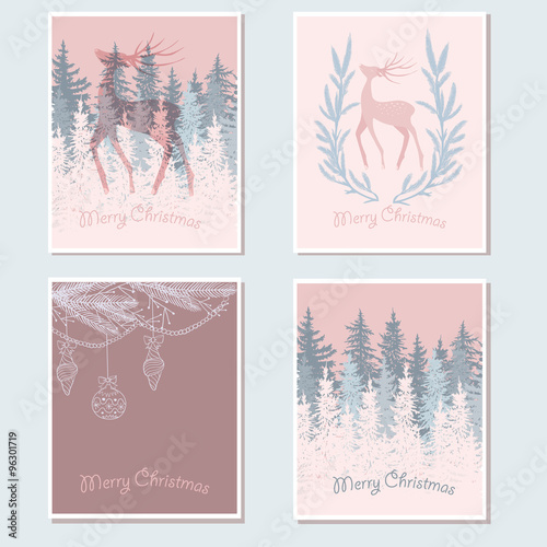 winter pastel card set