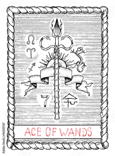 The tarot card. Ace of wands