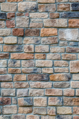 Colorful Stone Wall with Grey Mortar