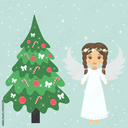christmas angel and fir-tree