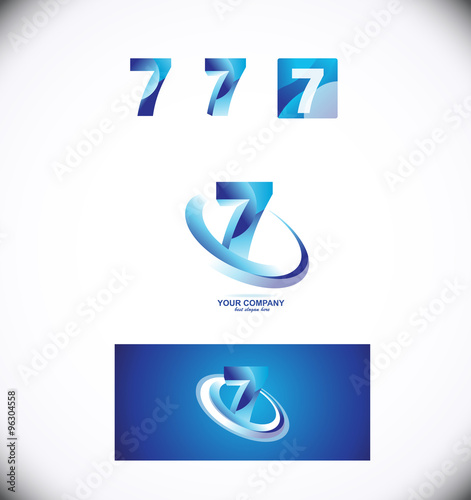 Number seven 7 logo icon set