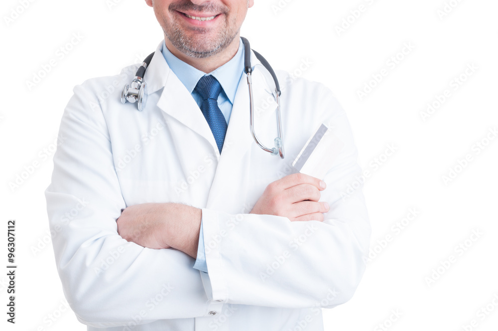 Doctor or medic holding credit card Doctor or medic holding credit card