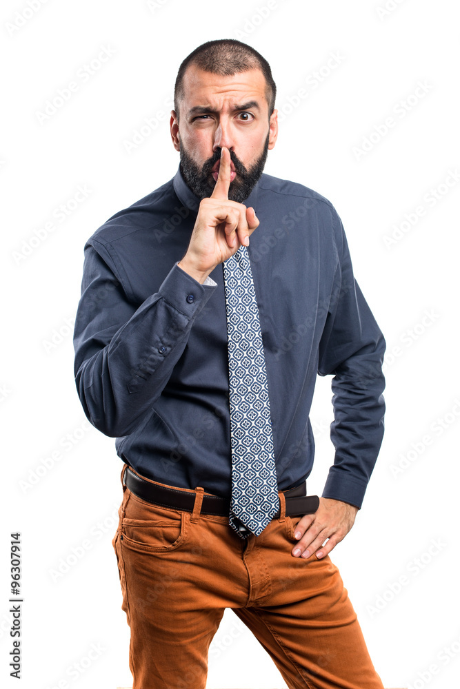 Fototapeta premium Man making silence gesture