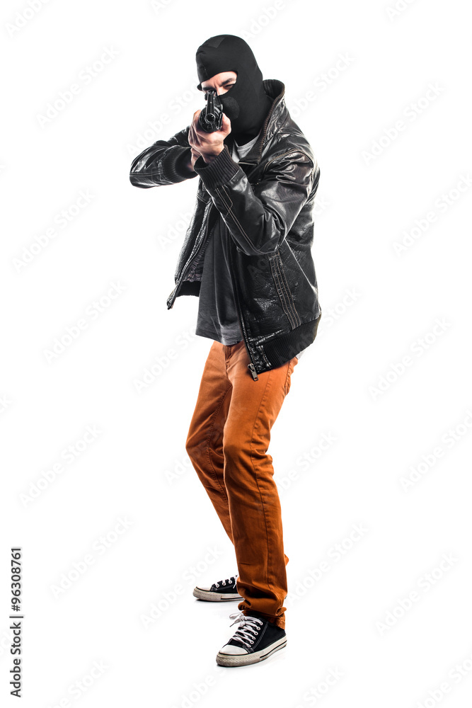 Robber holding a rifle