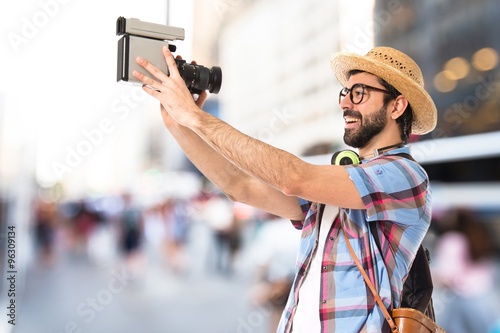 Tourist filming