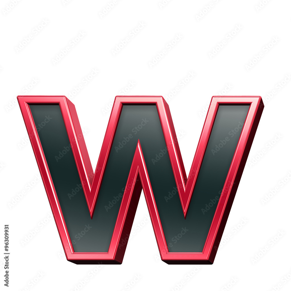 One lower case letter from black with red shiny frame alphabet set, isolated on white. Computer generated 3D photo rendering. One lower case letter from black with red shiny frame alphabet set, isolated on white. Computer generated 3D photo rendering.