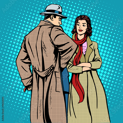 Couple man and woman autumn winter clothes