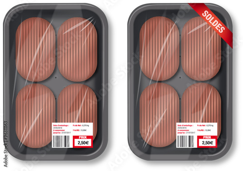 Barquette noir steak haché x4