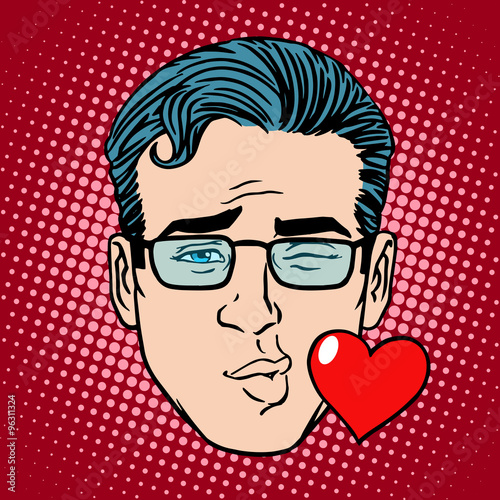 Retro Emoji kiss face man