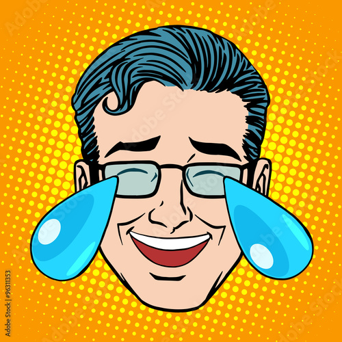 Retro Emoji tears joy man face