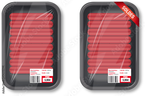 Barquette noire tranche de saucisse