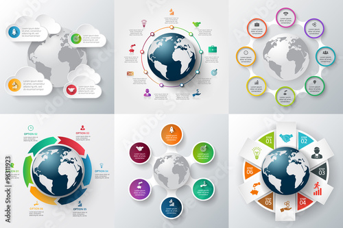 Vector infographics global template set.