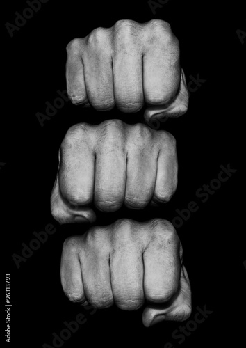 Fist pile / Photograph of grungy fists, just add text to knuckles