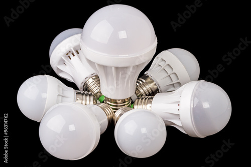 LED bulbs on black