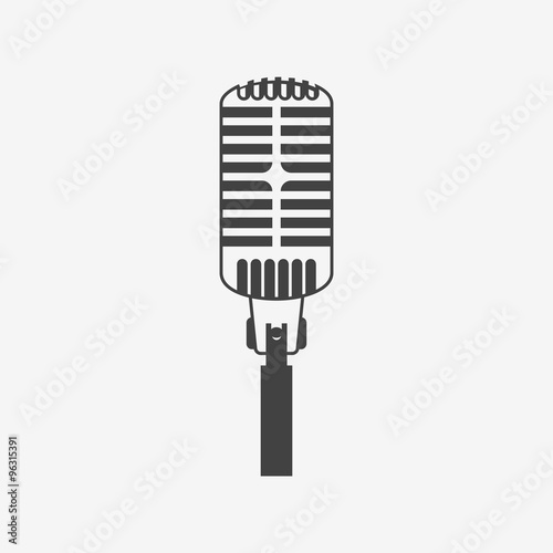 Retro microphone vector icon. Monochrome illustration.