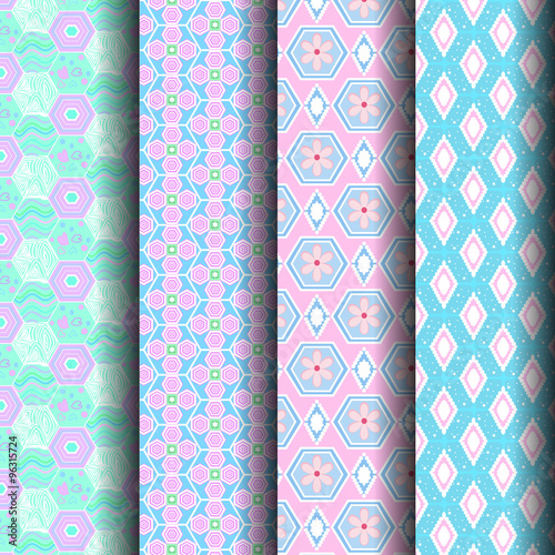 geometric patterns pink and blue