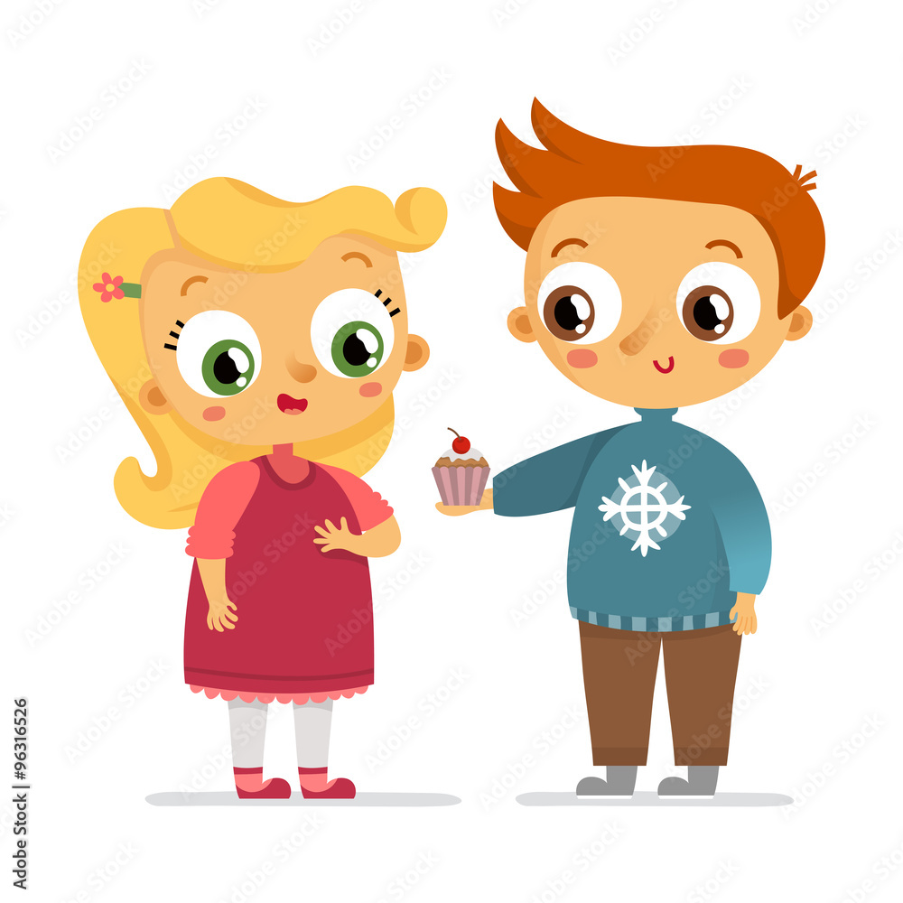 Boy and girl vector characters isolated on white Boy and girl vector characters isolated on white