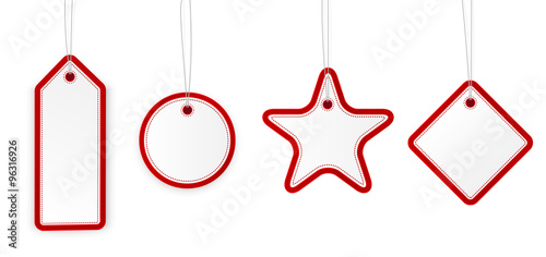 4 red hanging signs