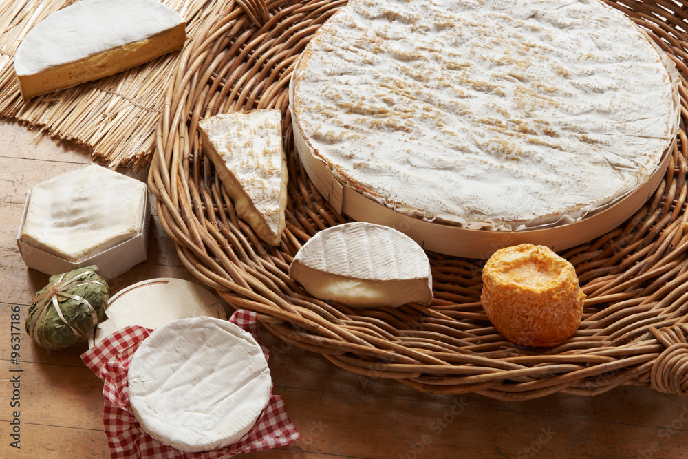 Selection Of Soft Cheeses Viewed From Above