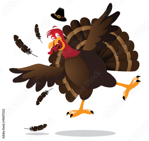 Screaming Turkey Cartoon  EPS 10 vector with no open shapes, strokes or transparencies.