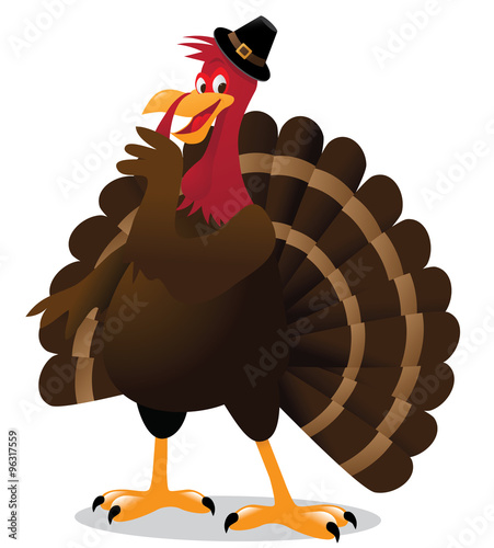 Talking Turkey Cartoon A cartoon turkey talks about your message. EPS 10 vector with no open shapes, strokes or transparencies.