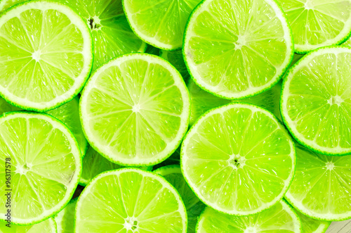 Tableau sur toile Lime slices background