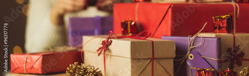 Boxes with christmas gifts