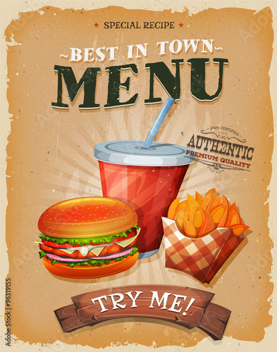 Grunge And Vintage Fast Food Menu Poster