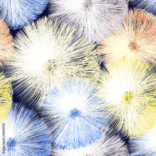 eamless pattern with colorful stylized snowflakes on dark blue b