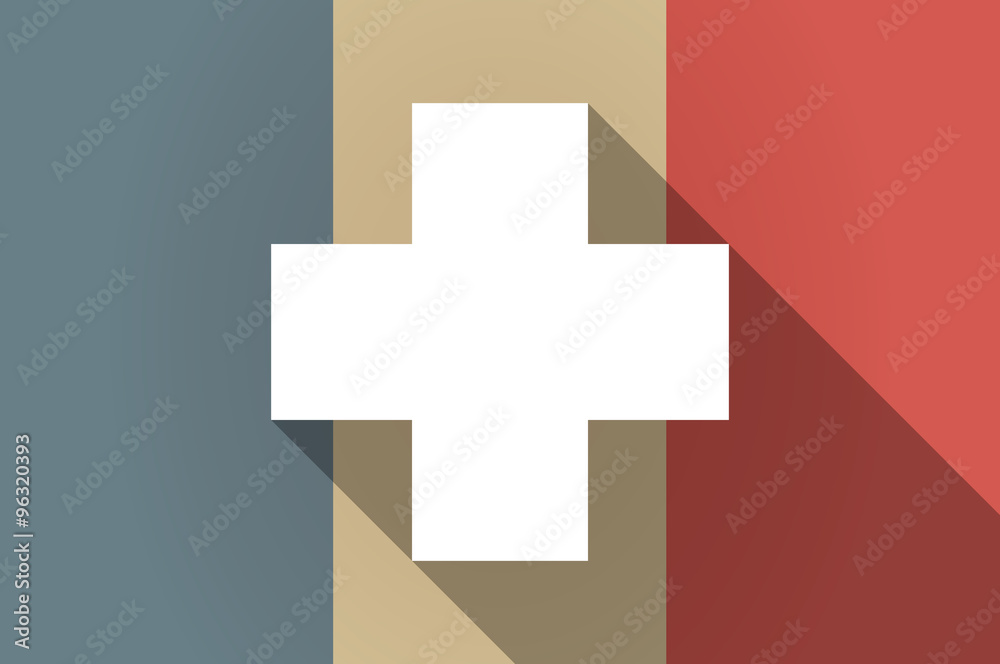 Long shadow flag of France vector icon with a pharmacy sign Long shadow flag of France vector icon with a pharmacy sign