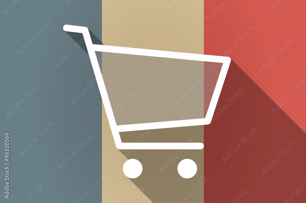 Long shadow flag of France vector icon with a shopping cart Long shadow flag of France vector icon with a shopping cart