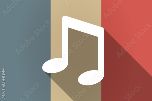 Long shadow flag of France vector icon with a note music