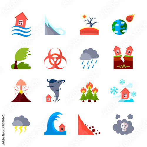Icons Set Of Natural Disasters