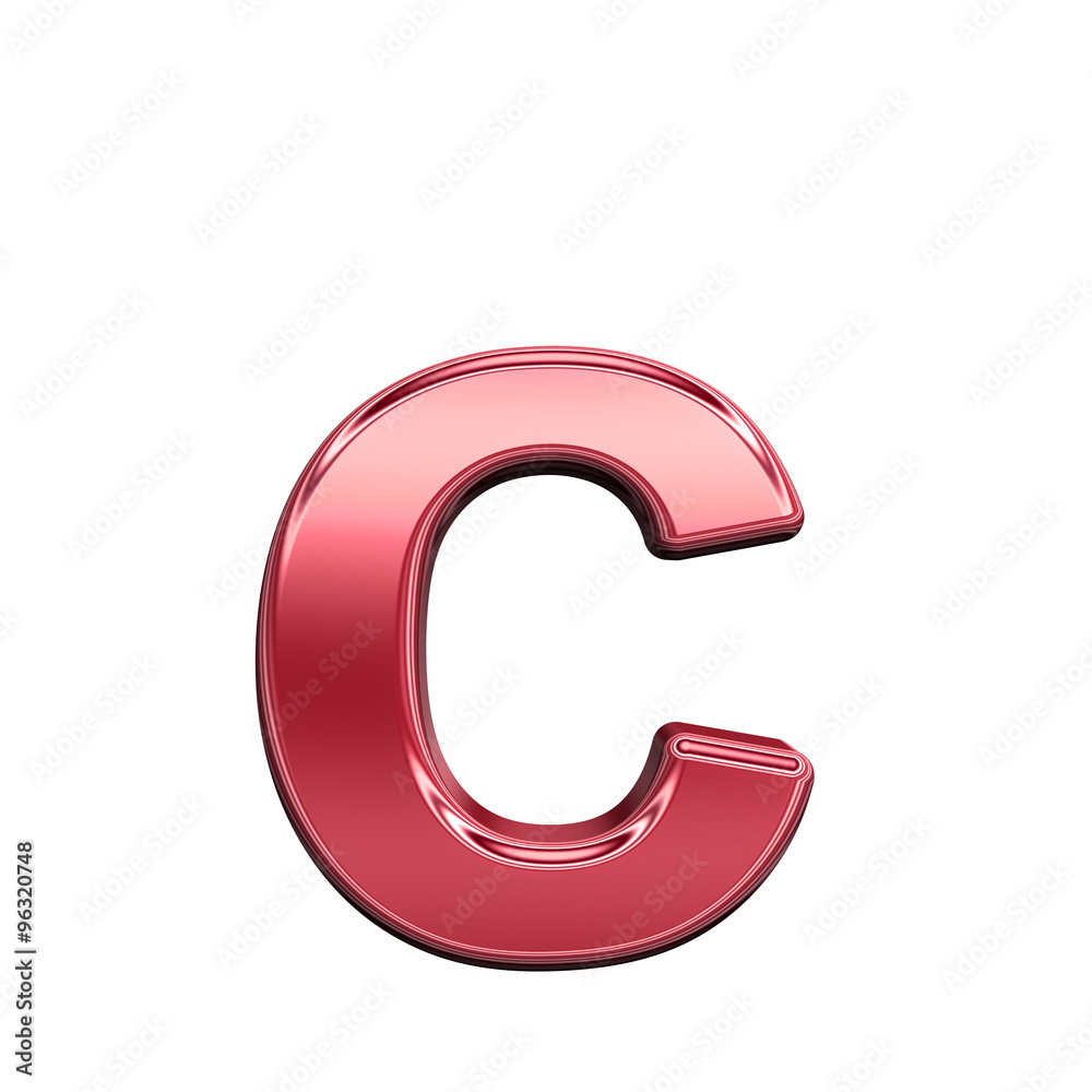 One lower case letter from shiny red alphabet set, isolated on white. Computer generated 3D photo rendering.