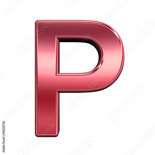 One letter from shiny red alphabet set, isolated on white. Computer generated 3D photo rendering.