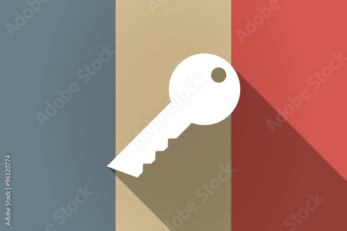 Long shadow flag of France vector icon with a key