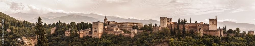 Alhambra - Panorama - obrazy, fototapety, plakaty 