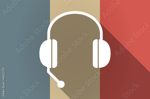 Long shadow flag of France vector icon with  a hands free phone