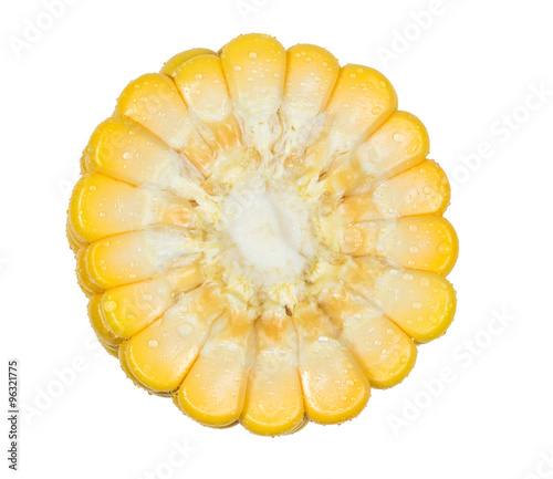 Water drops on grain corn isolated