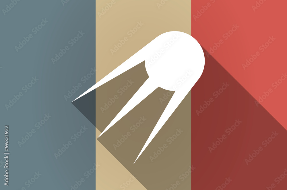Long shadow flag of France vector icon with a vintage satellite Long shadow flag of France vector icon with a vintage satellite