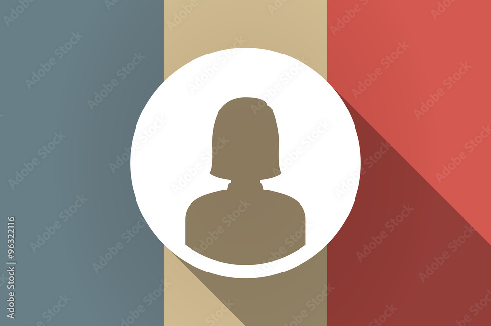 Long shadow flag of France vector icon with a female avatar Long shadow flag of France vector icon with a female avatar