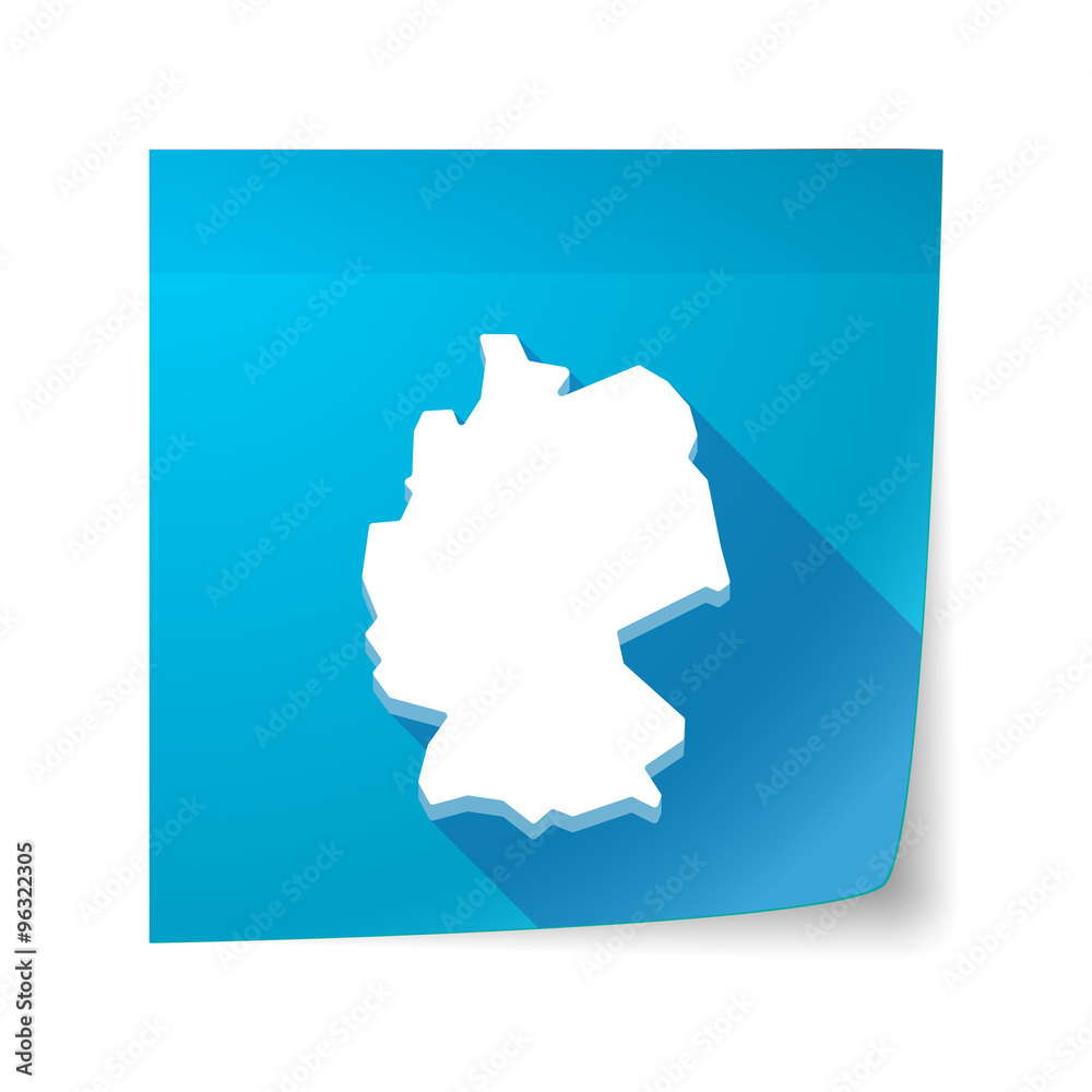 Long shadow vector sticky note icon with a map of Germany Long shadow vector sticky note icon with a map of Germany