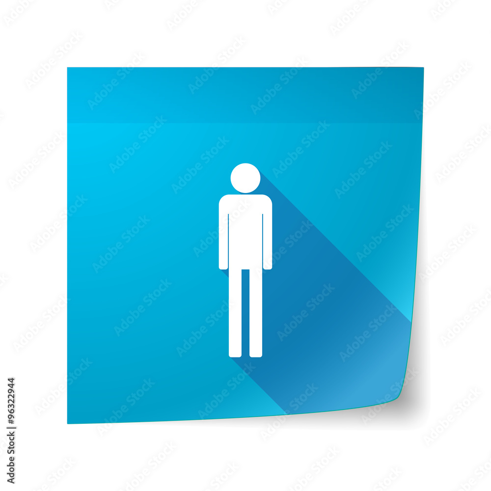 Long shadow vector sticky note icon with a male pictogram Long shadow vector sticky note icon with a male pictogram