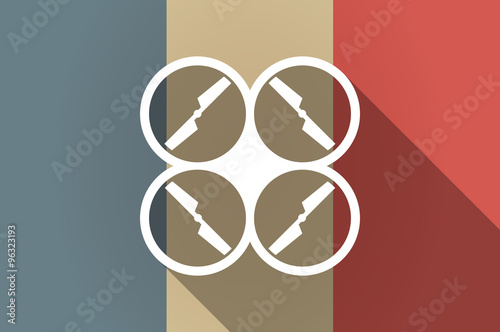 Long shadow flag of France vector icon with a drone