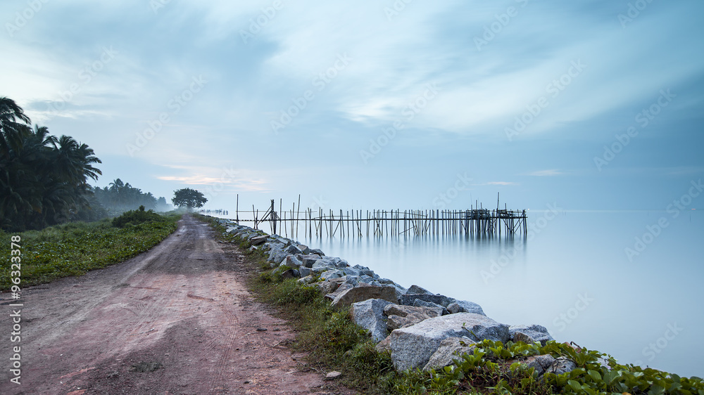 landscape of the fishing jetty by the seaside