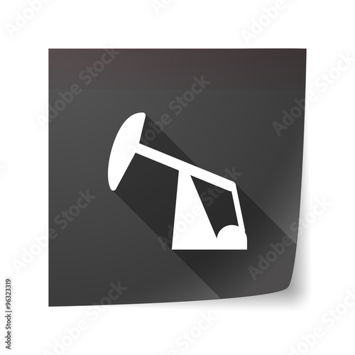 Long shadow vector sticky note icon with a horsehead pump