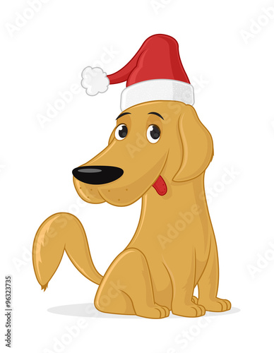 ute dog retriever with santa clause hat vector cartoon illustration isolated on white 