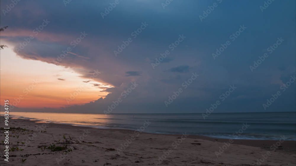 Timelapse passing cloud of sky and sea at the morning in Thailand