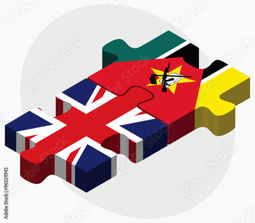 United Kingdom and Mozambique Flags